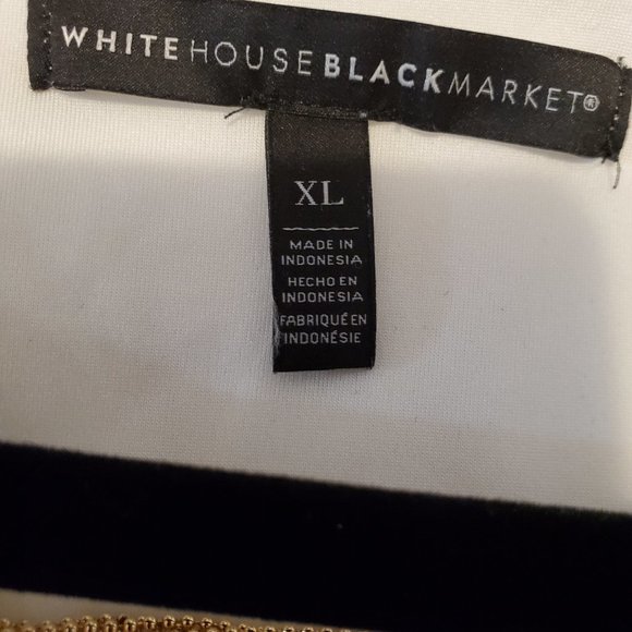 White House Black Market Long Sleeve White Blouse with Gold Chain (XL) - Picture 6 of 6